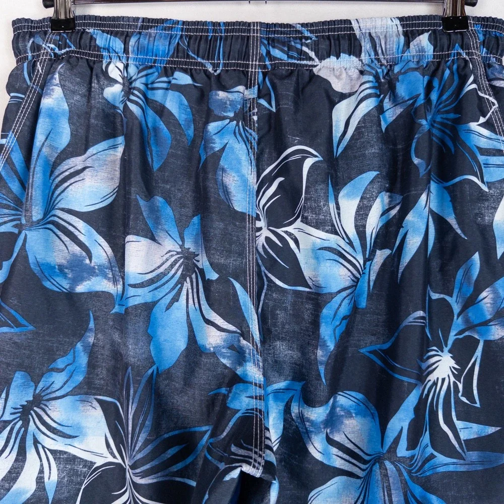 Speedo Mens Swim Trunks Large Blue Floral Hibiscus Board Shorts Mesh Lined *